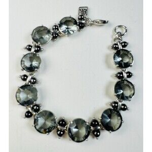 Banana Republic Bracelet Silver Tone Black & Gray Crystal Bead Design